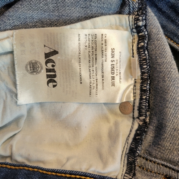 Acne Studio Skin 5 in Used Blue Denim luxury designer jeans Stockholm 25/32 - Picture 2 of 16